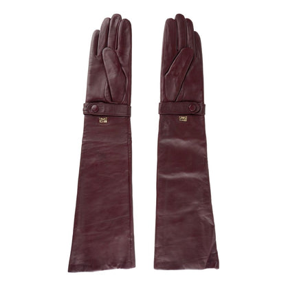 Cavalli Class Elegant Lambskin Leather Gloves In Radiant Pink - 7.5|S