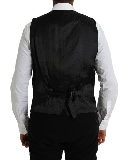 Dolce & Gabbana Black Silk Waistcoat Dress Formal Vest