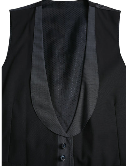 Dolce & Gabbana Black Wool Waistcoat Dress Formal Vest