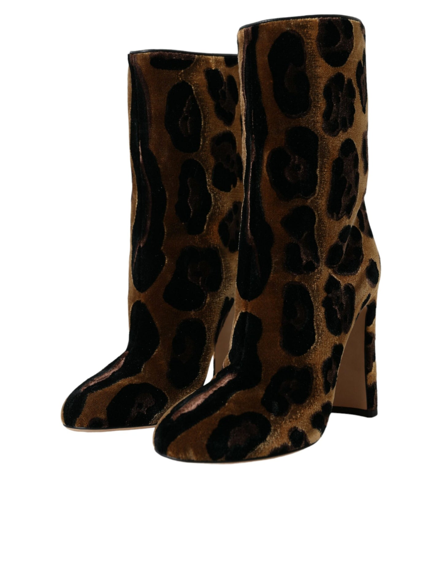 Dolce & Gabbana Brown Giraffe Leather Mid Calf Boots Shoes - EU38/US7.5