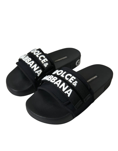 Dolce & Gabbana Black Neoprene Slides Flats Beachwear Shoes - EU35/US4.5