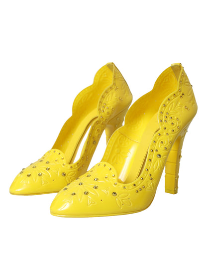 Dolce & Gabbana Yellow Crystal CINDERELLA Heels Pumps Shoes - EU40/US9.5