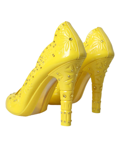 Dolce & Gabbana Yellow Crystal CINDERELLA Heels Pumps Shoes - EU40/US9.5