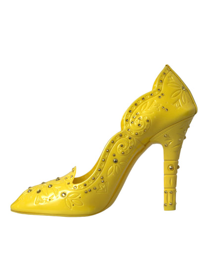 Dolce & Gabbana Yellow Crystal CINDERELLA Heels Pumps Shoes - EU40/US9.5