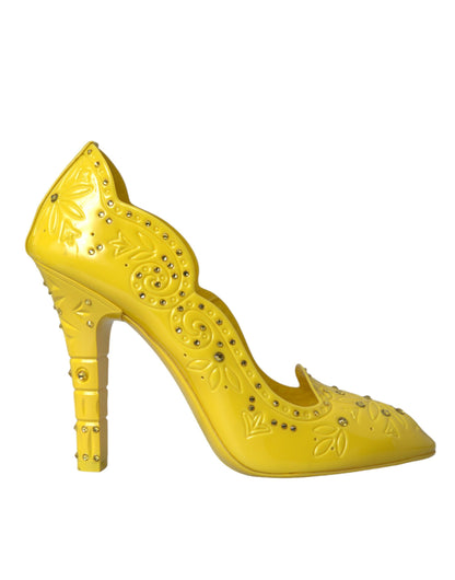 Dolce & Gabbana Yellow Crystal CINDERELLA Heels Pumps Shoes - EU40/US9.5