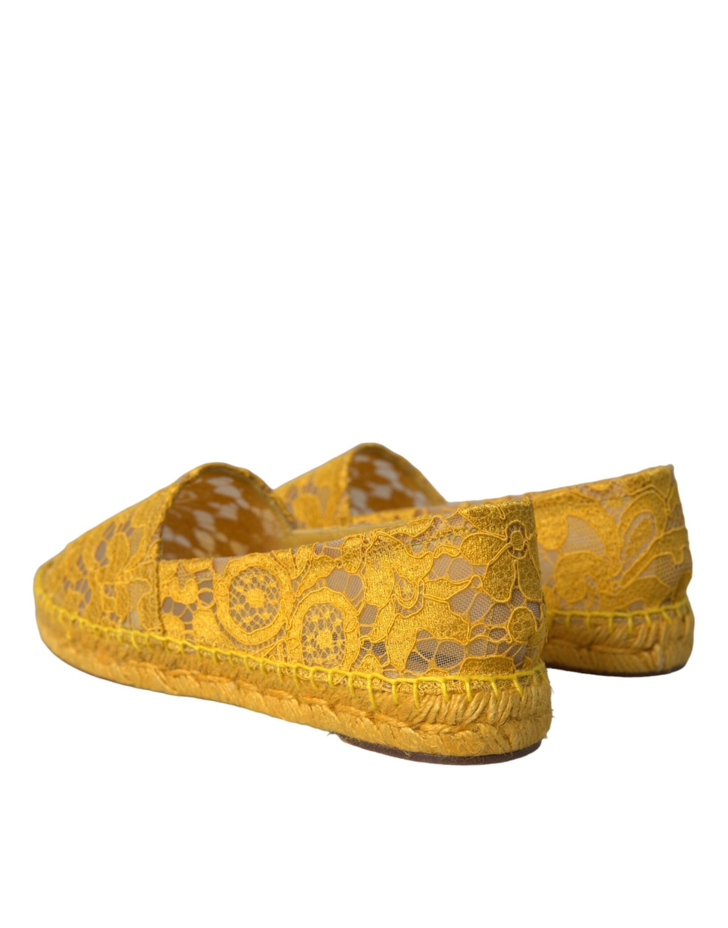 Dolce & Gabbana Yellow Taormina Lace Espadrille Loafers Flats Shoes