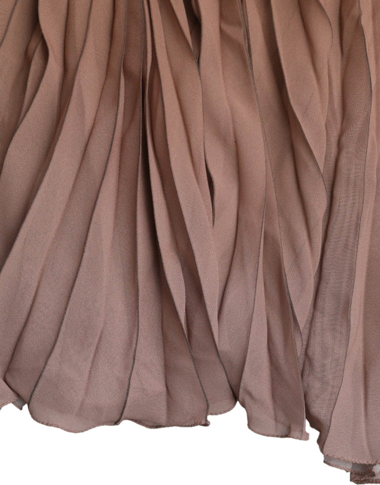 Dolce & Gabbana Brown Polyester Pleated High Waist Midi Skirt - IT40|S