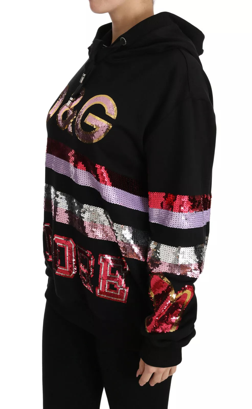 Dolce & Gabbana DG Sequined Hooded Pullover Sweater - IT36 | XS