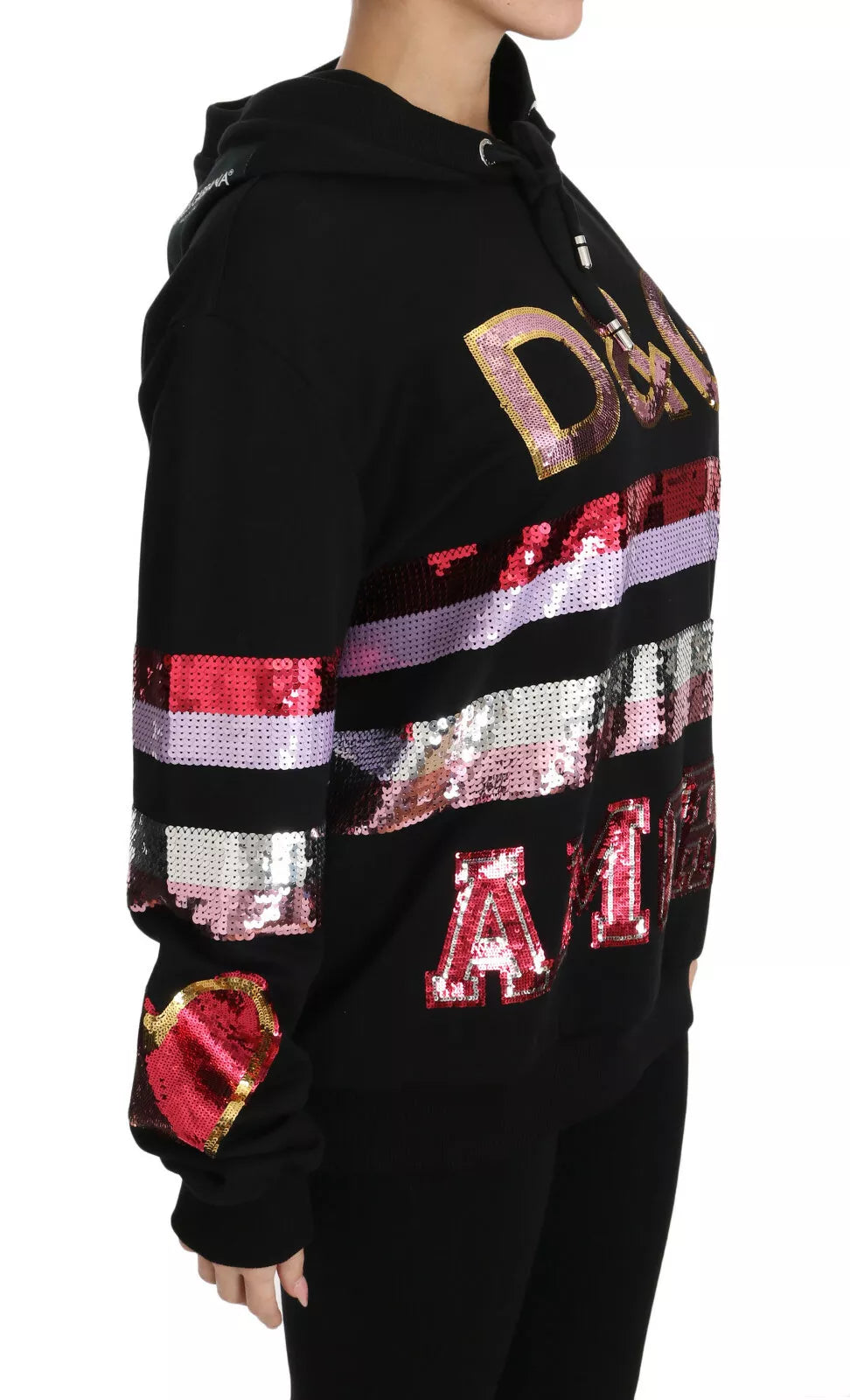 Dolce & Gabbana DG Sequined Hooded Pullover Sweater - IT36 | XS