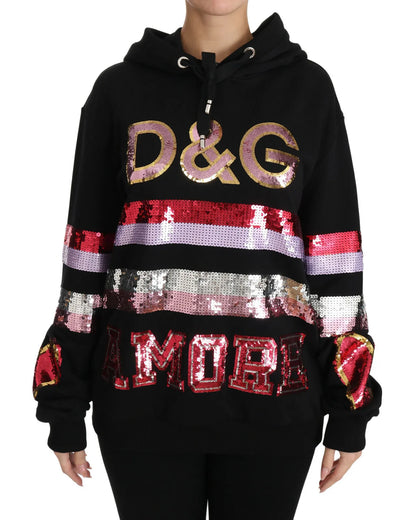 Dolce & Gabbana DG Sequined Hooded Pullover Sweater - IT36 | XS