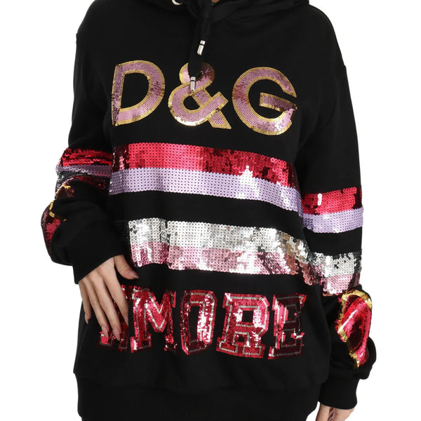 Dolce & Gabbana DG Sequined Hooded Pullover Sweater - IT36 | XS