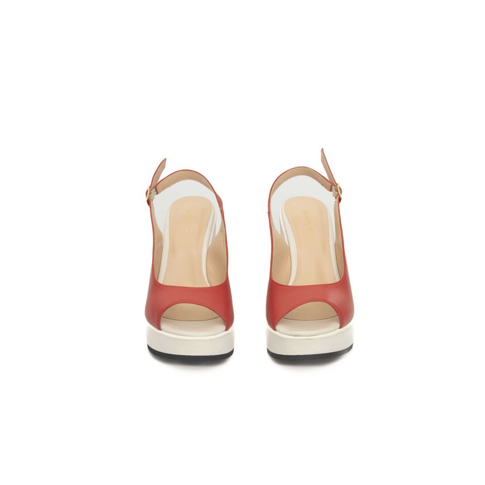 Cerruti 1881 Red Leather Women Sandal - EU38/US8