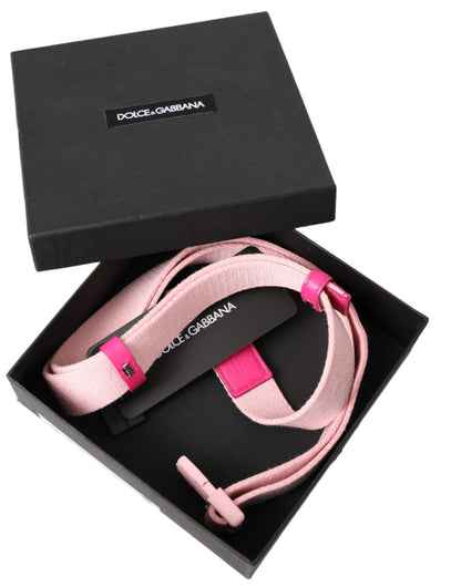 Dolce & Gabbana Pink Canvas Stretch Plastic Buckle Women Belt