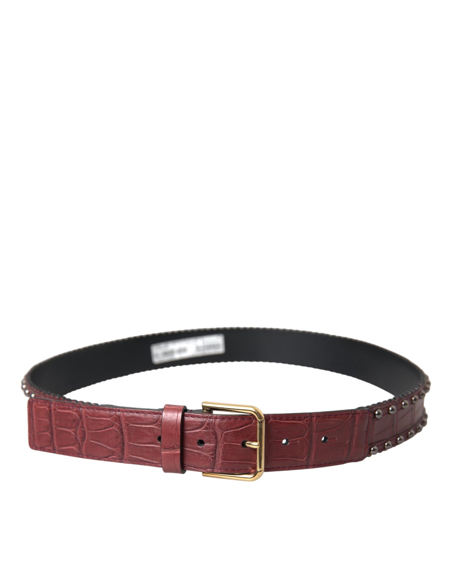 Dolce & Gabbana Brown Alligator Leather Studded Metal Buckle Belt - 85 cm / 34 Inches