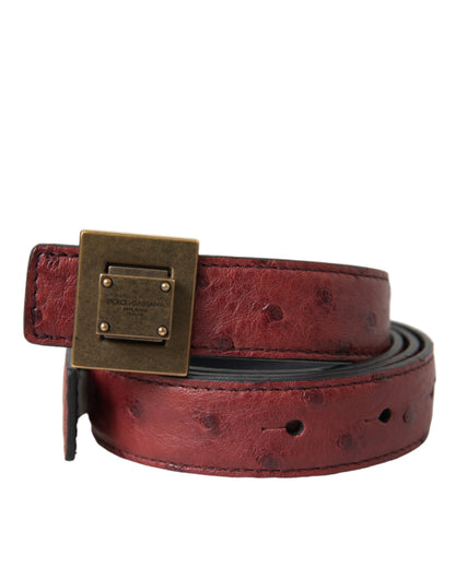 Dolce & Gabbana Brown Leather Square Metal Buckle Belt - 85 cm / 34 Inches