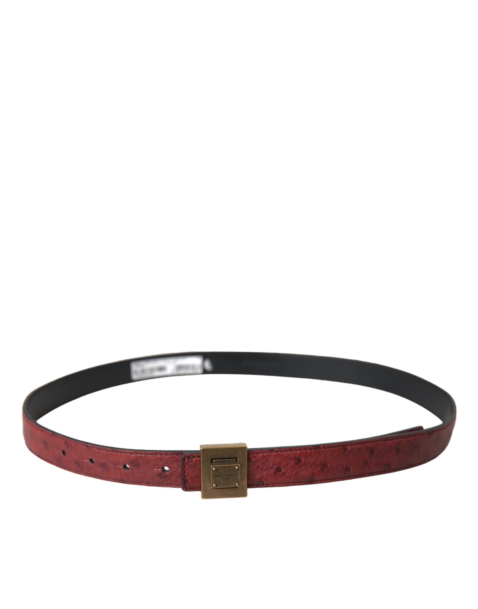 Dolce & Gabbana Brown Leather Square Metal Buckle Belt - 85 cm / 34 Inches