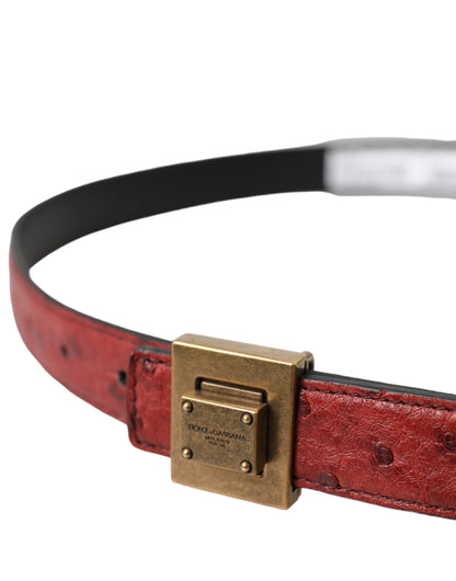 Dolce & Gabbana Brown Leather Square Metal Buckle Belt - 85 cm / 34 Inches