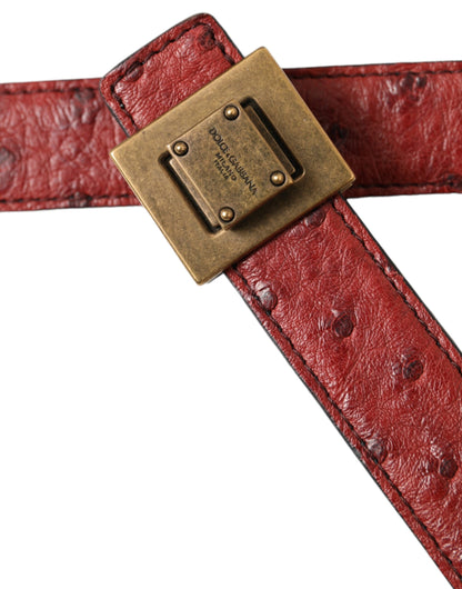 Dolce & Gabbana Brown Leather Square Metal Buckle Belt - 85 cm / 34 Inches