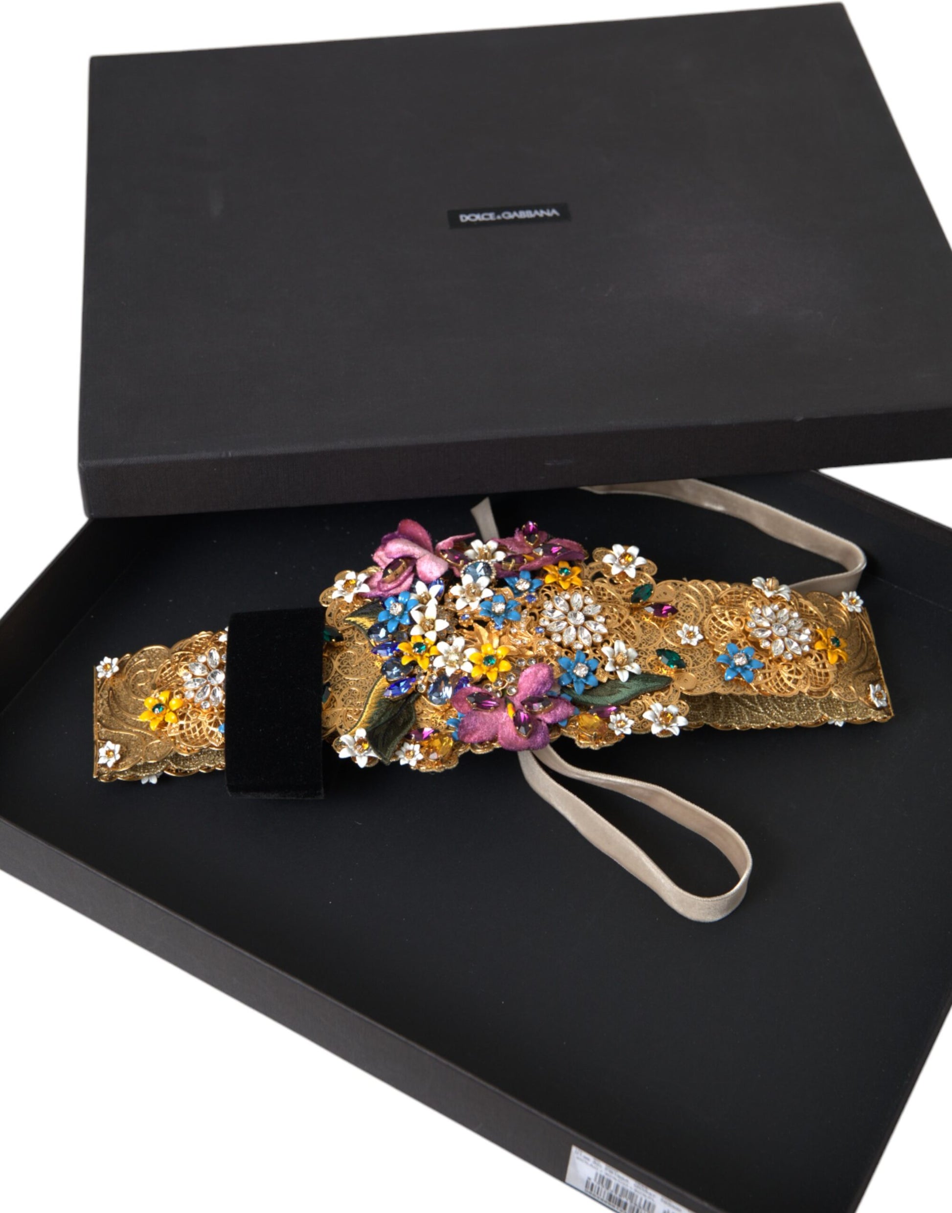 Dolce & Gabbana Multicolor Embellished Floral Crystal Wide Waist Belt - IT42|M