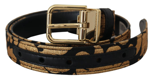 Dolce & Gabbana Multicolor Jacquard Leather Logo Buckle Belt - 75 cm / 30 Inches