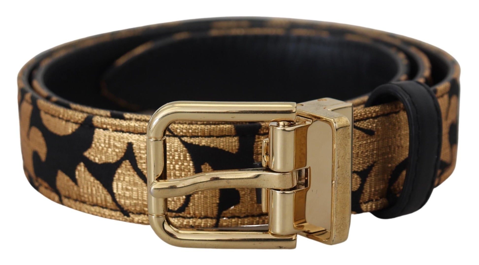 Dolce & Gabbana Multicolor Jacquard Leather Logo Buckle Belt - 75 cm / 30 Inches