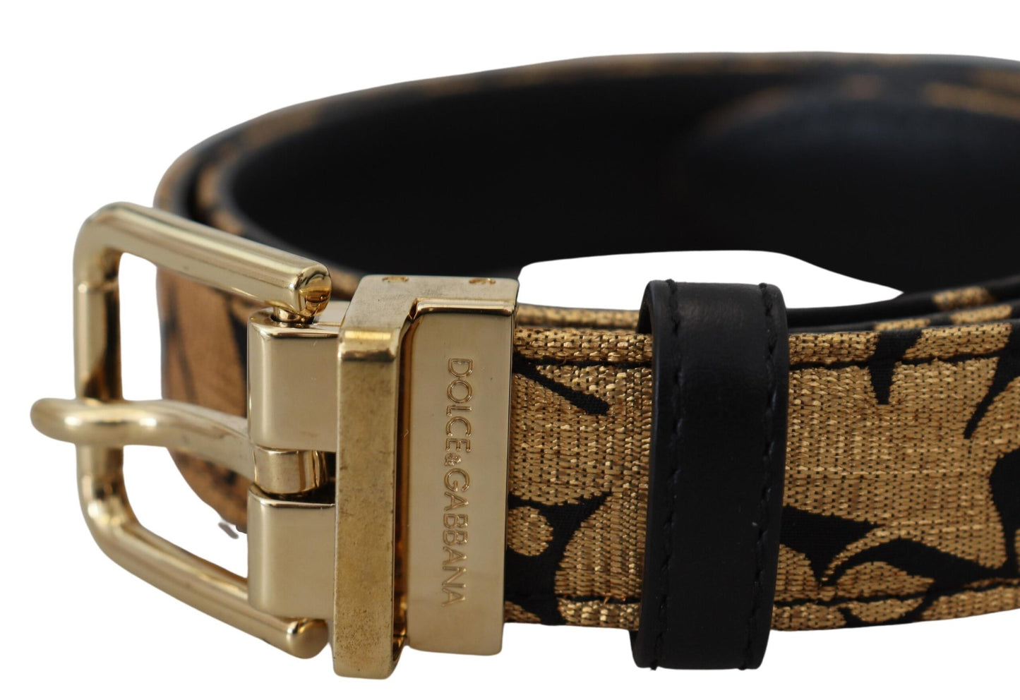 Dolce & Gabbana Multicolor Jacquard Leather Logo Buckle Belt - 75 cm / 30 Inches