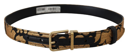 Dolce & Gabbana Multicolor Jacquard Leather Logo Buckle Belt - 75 cm / 30 Inches