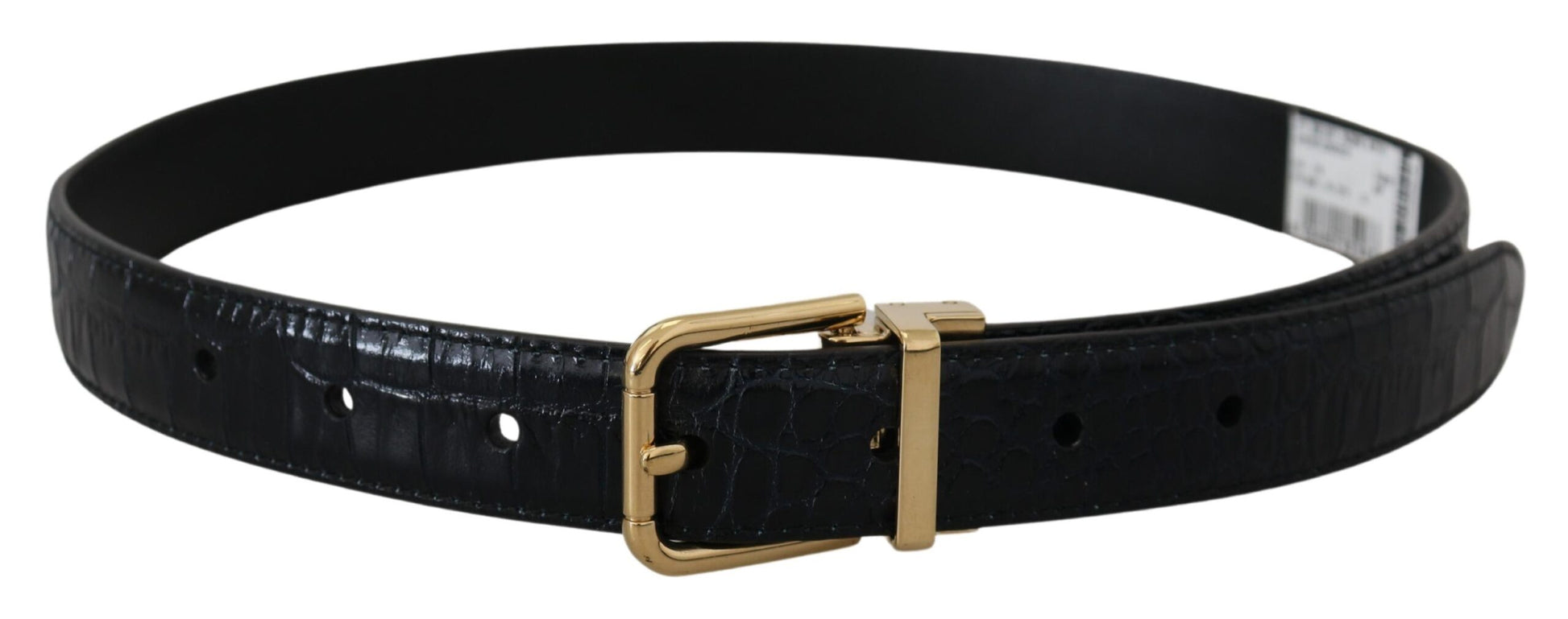 Dolce & Gabbana Black Exotic Leather Gold Metal Buckle Belt - 75 cm / 30 Inches