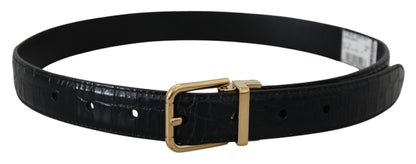 Dolce & Gabbana Black Exotic Leather Gold Metal Buckle Belt - 75 cm / 30 Inches