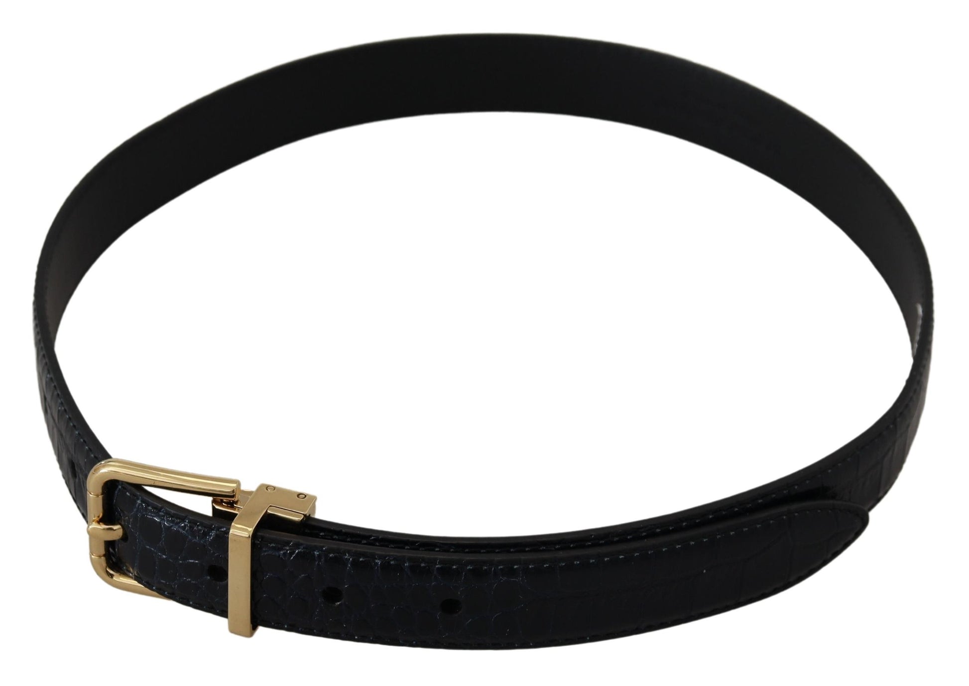 Dolce & Gabbana Black Exotic Leather Gold Metal Buckle Belt - 75 cm / 30 Inches