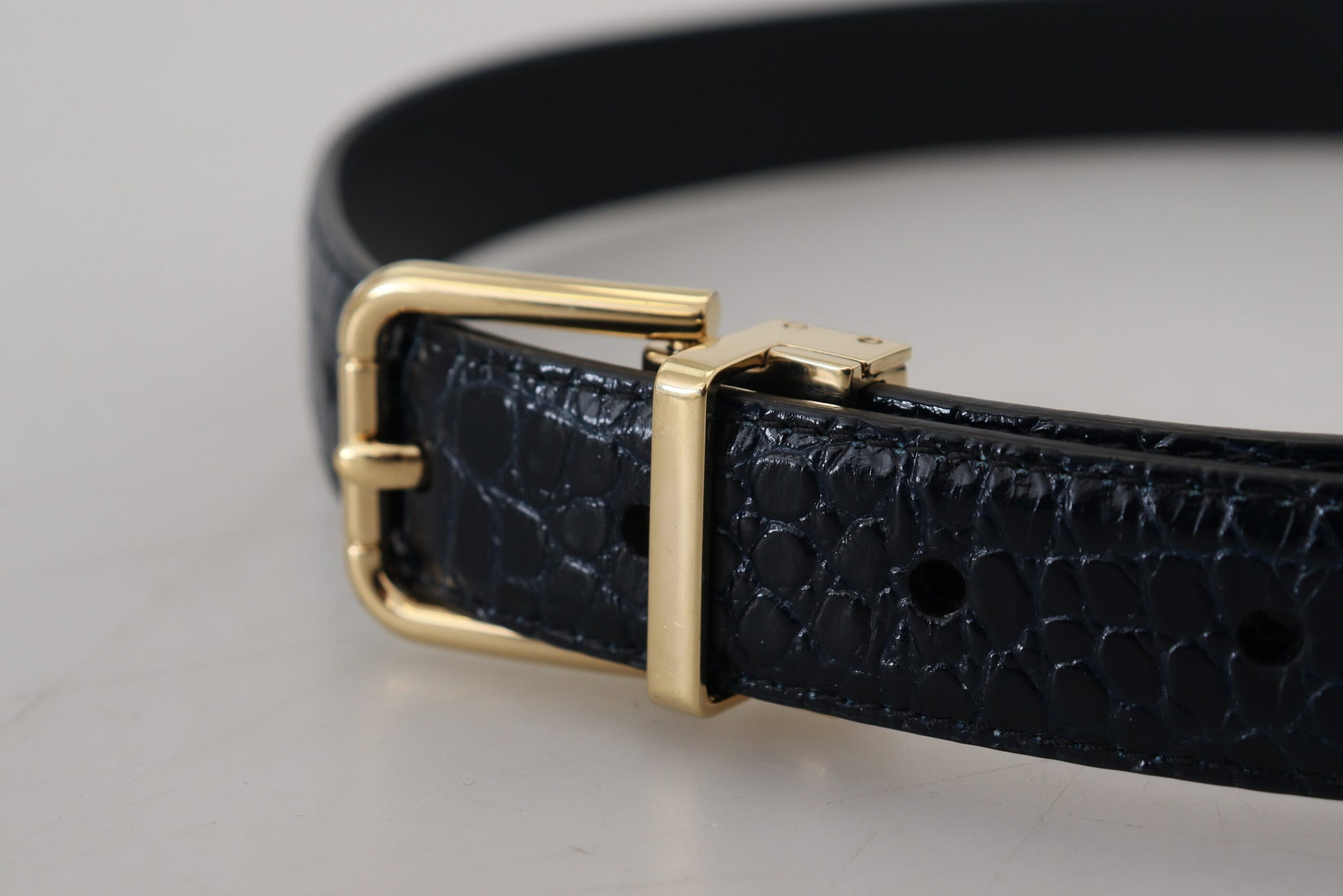 Dolce & Gabbana Black Exotic Leather Gold Metal Buckle Belt - 75 cm / 30 Inches