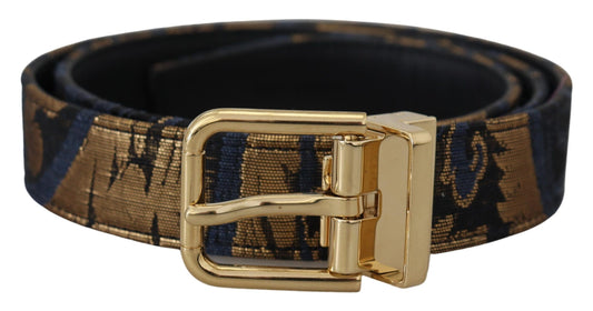 Dolce & Gabbana Multicolor Jacquard Leather Logo Buckle Belt - 75 cm / 30 Inches