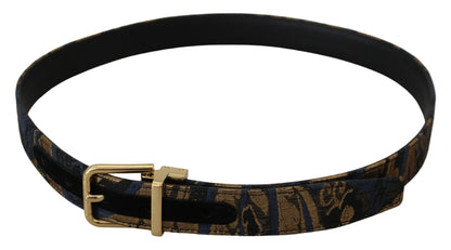 Dolce & Gabbana Multicolor Jacquard Leather Logo Buckle Belt - 75 cm / 30 Inches