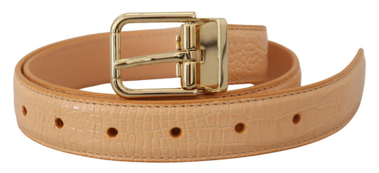 Dolce & Gabbana Beige Exotic Leather Gold Metal Buckle Belt - 75 cm / 30 Inches