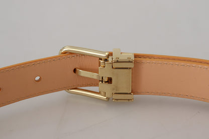 Dolce & Gabbana Beige Exotic Leather Gold Metal Buckle Belt - 75 cm / 30 Inches