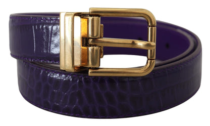 Dolce & Gabbana Purple Exotic Leather Gold Metal Buckle Belt - 70 cm / 28 Inches