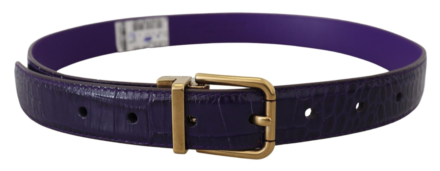 Dolce & Gabbana Purple Exotic Leather Gold Metal Buckle Belt - 70 cm / 28 Inches