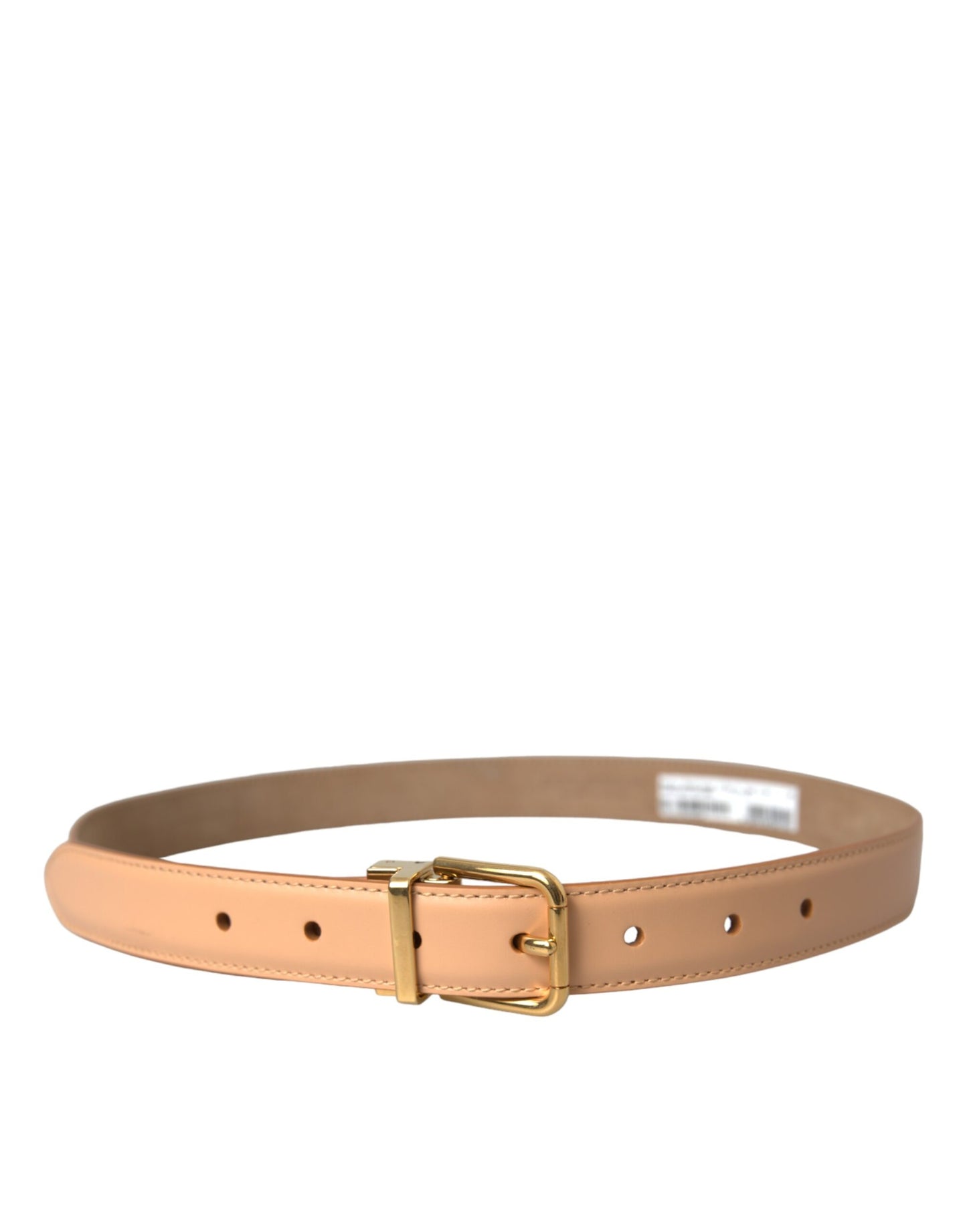 Dolce & Gabbana Beige Calfskin Leather Gold Metal Buckle Belt - 80 cm / 32 Inches