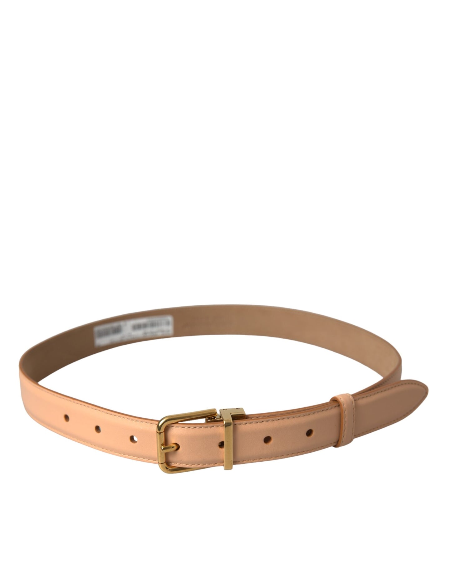 Dolce & Gabbana Beige Calfskin Leather Gold Metal Buckle Belt - 75 cm / 30 Inches