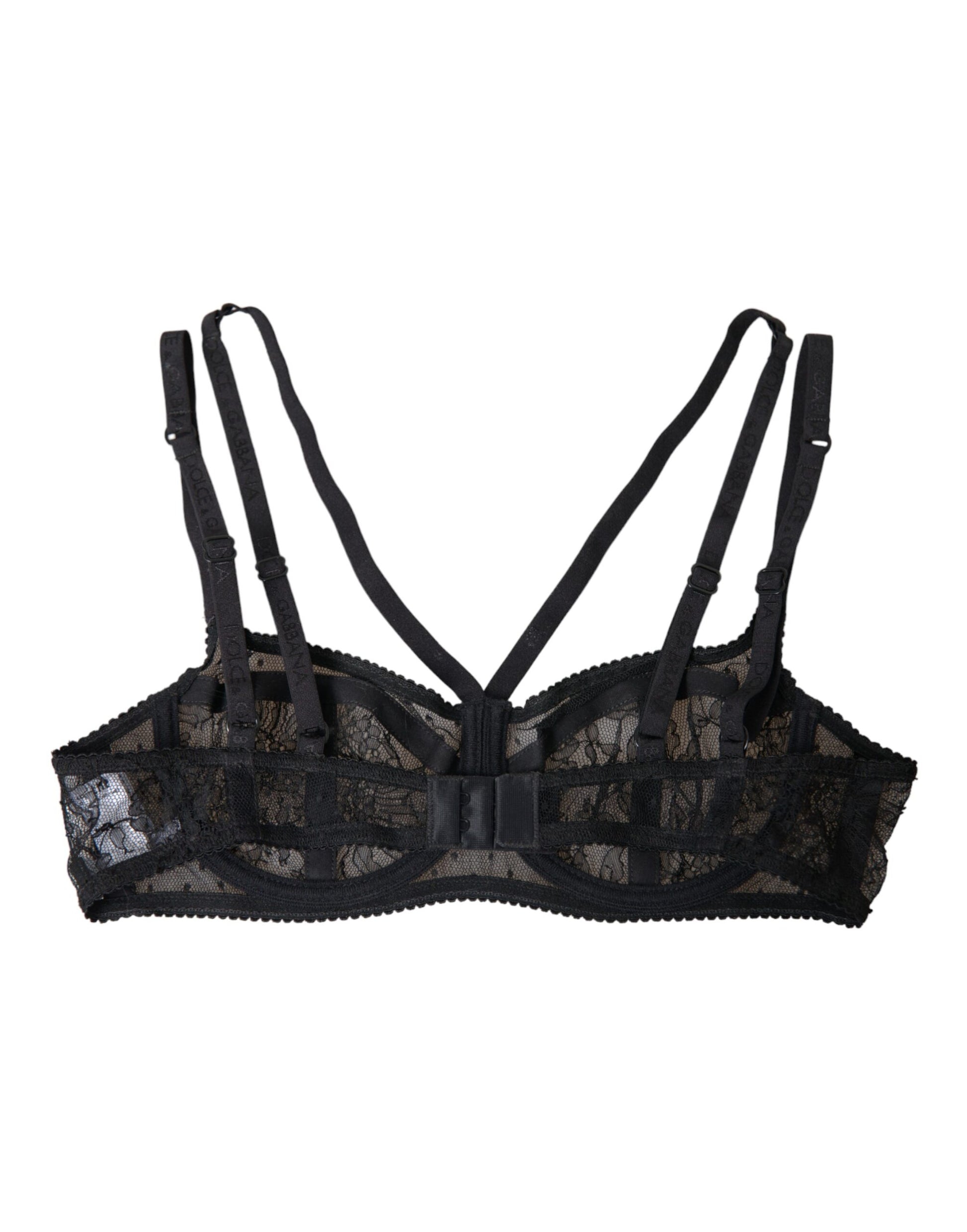 Dolce & Gabbana Black Floral Lace Nylon Balconcino Bra Underwear - IT2 | S