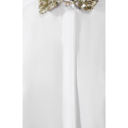 Dolce & Gabbana White Cotton Women Shirt with Sequin Accents - IT48 | XL