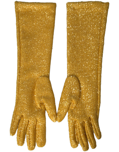 Dolce & Gabbana Gold Lurex Fantasia Mid Arm Length Gloves - 7.5|S