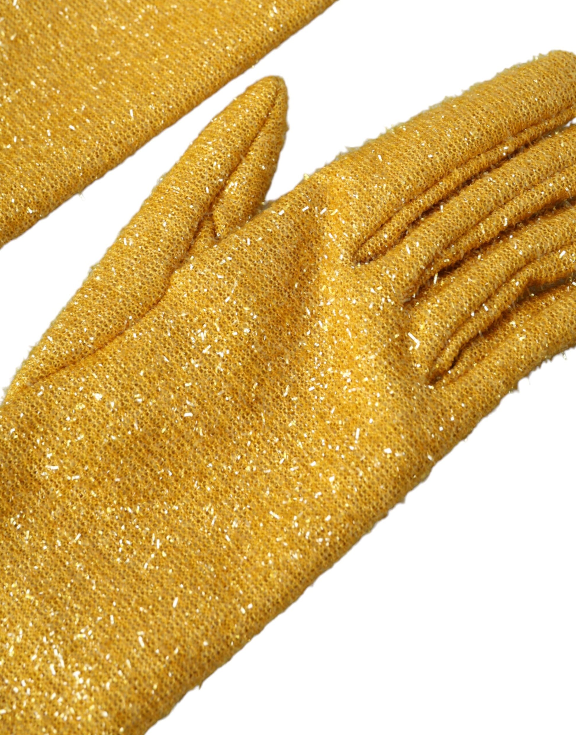 Dolce & Gabbana Gold Lurex Fantasia Mid Arm Length Gloves - 7.5|S