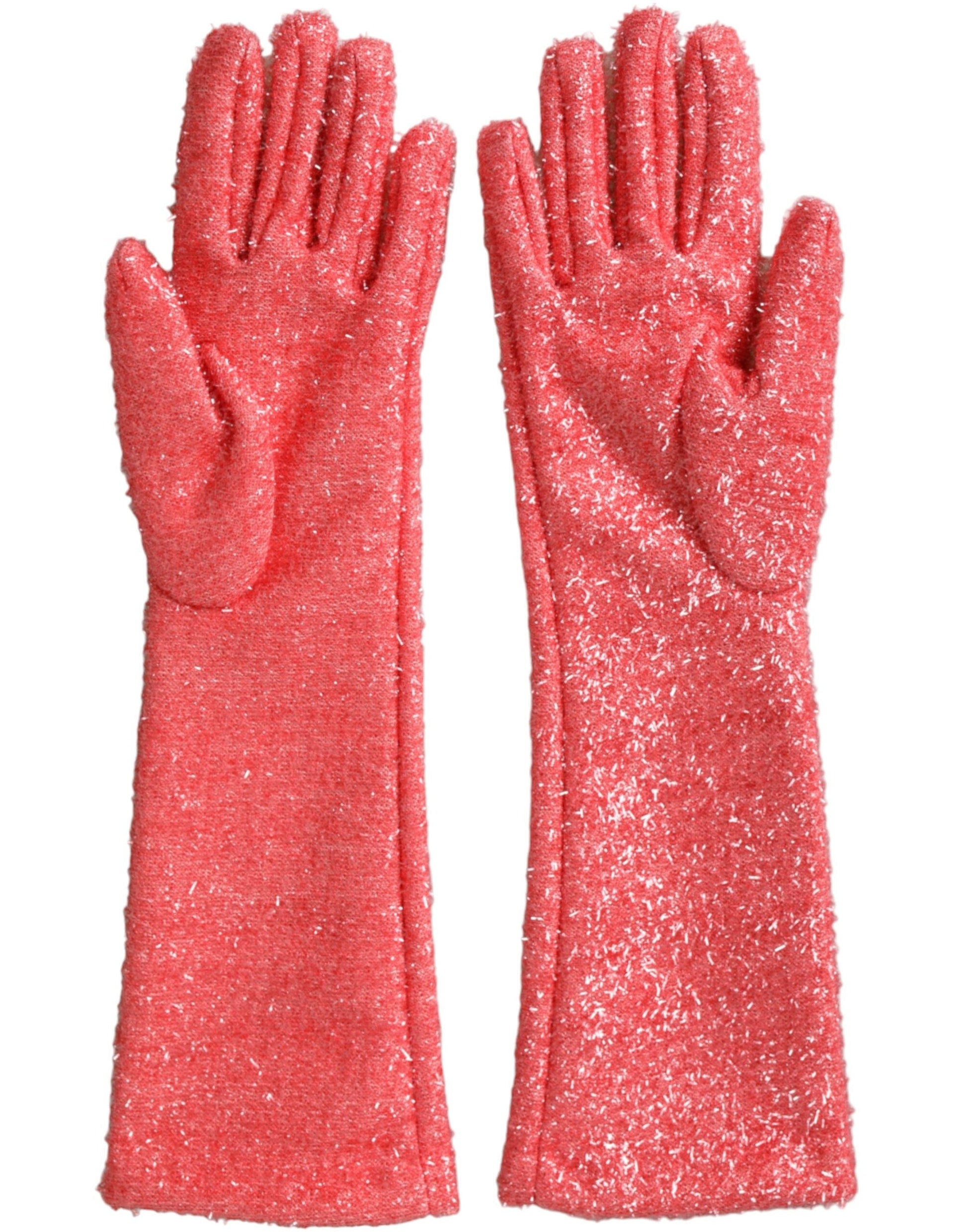 Dolce & Gabbana Pink Lurex Fantasia Mid Arm Length Gloves - 7.5|S