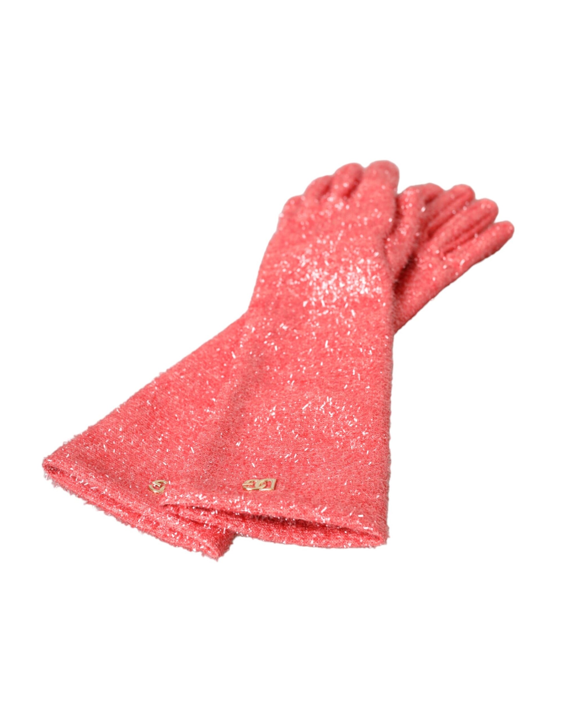 Dolce & Gabbana Pink Lurex Fantasia Mid Arm Length Gloves - 7.5|S