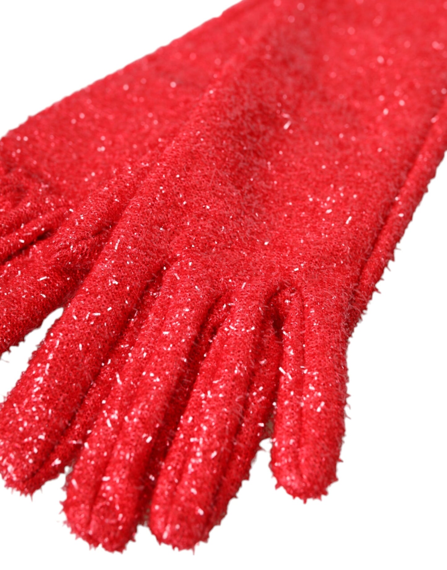 Dolce & Gabbana Red Lurex Fantasia Mid Arm Length Gloves - 7.5|S