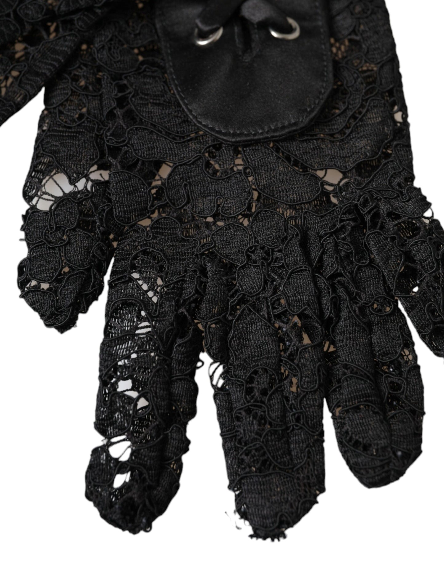 Dolce & Gabbana Black Taormina Lace Elbow Length Gloves - 7.5|S