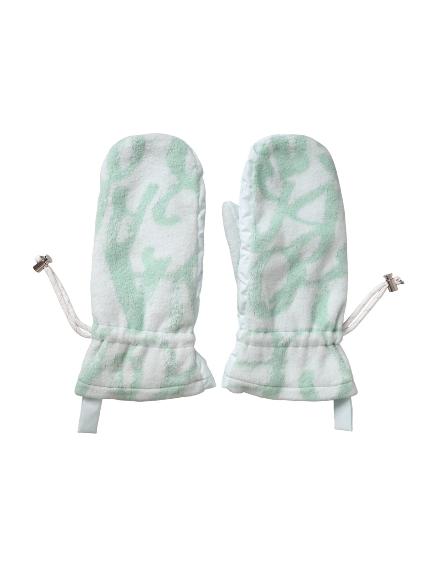 Dolce & Gabbana White Nylon Fleece Wrist Length Mitten Gloves - 8|M