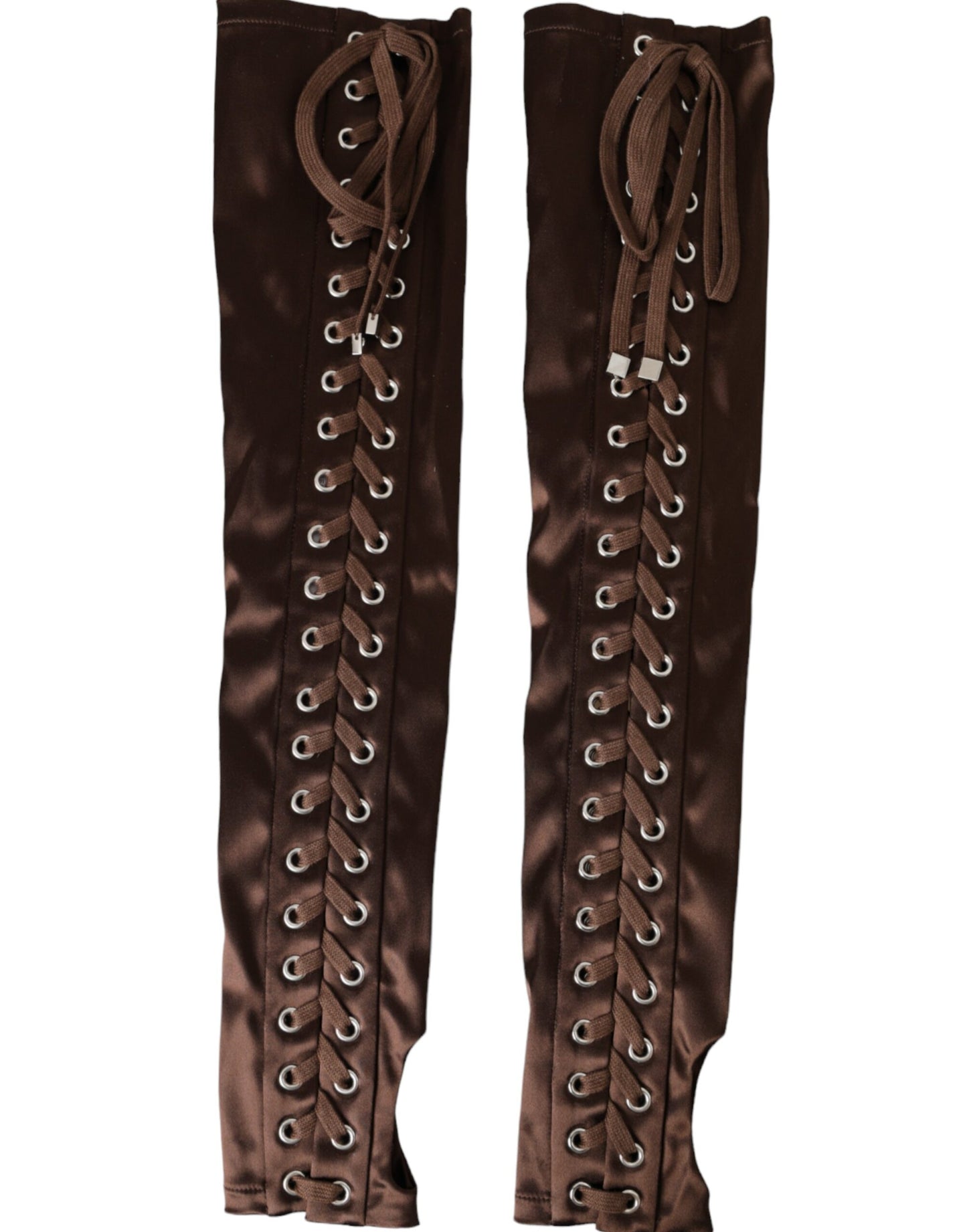 Dolce & Gabbana Brown Acetate Lace Up Fingerless Gloves