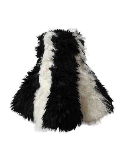 Dolce & Gabbana Black White Stripes Mohair Fur Bucket Hat - 57 cm|S